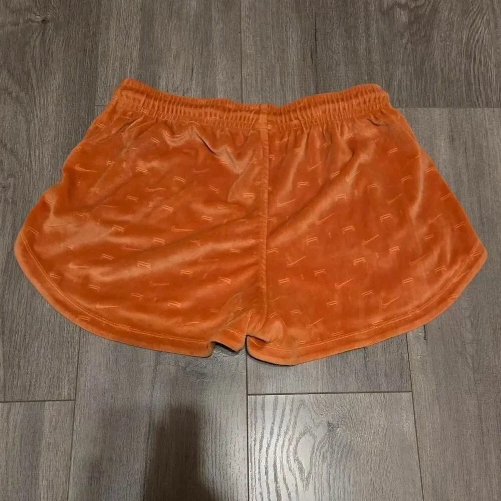 Women's Nike Air Burnt Orange Velour Velvet Soft Shortie Shorts Medium - Picture 4 of 5